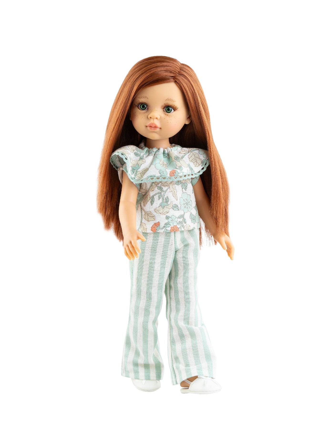 Las Amigas Doll  - Vicky - Top with Frilled Collar, turquoise lined pants and white shoes - Paola Reina