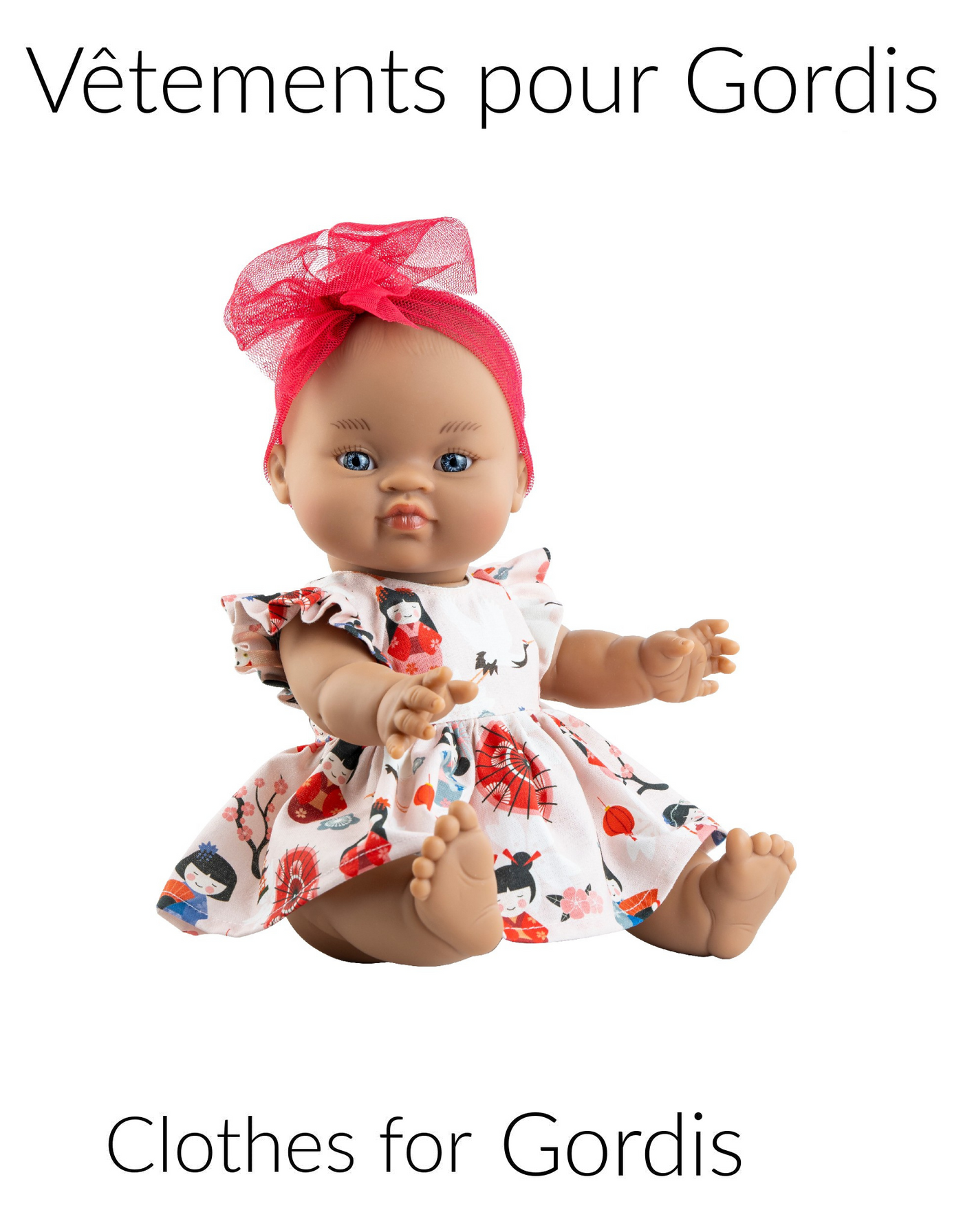 Gordis Doll Clothing - Dress with Japanese Anime print and red headband - Paola Reina