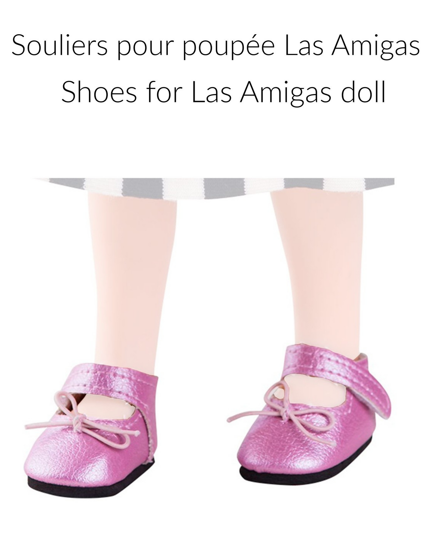 Las Amigas Doll Shoes - Pink faux leather slipper - Paola Reina