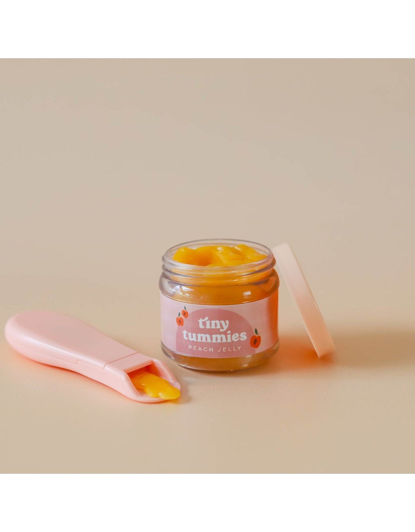 Tiny tummies - Peach jelly jar and spoon set - Tiny harlow