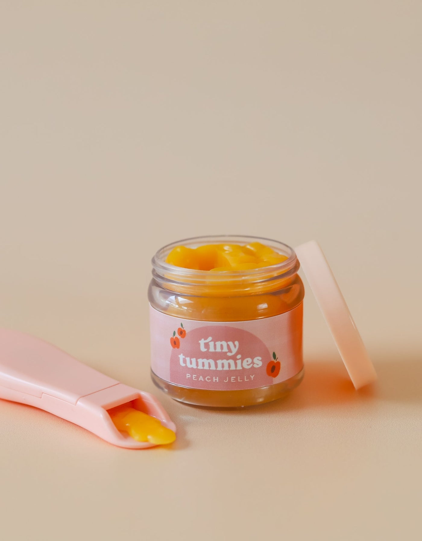 Tiny tummies - Peach jelly jar and spoon set - Tiny harlow