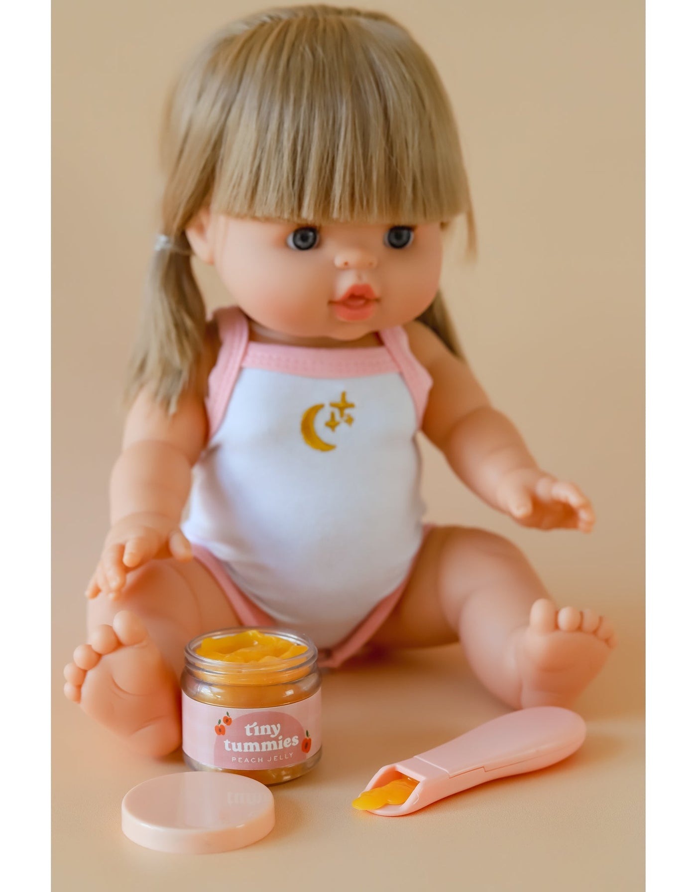 Tiny tummies - Peach jelly jar and spoon set - Tiny harlow