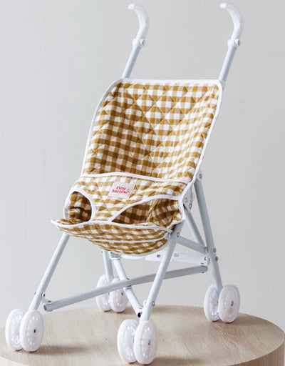 Doll stroller - mustard gingham - Tiny Harlow