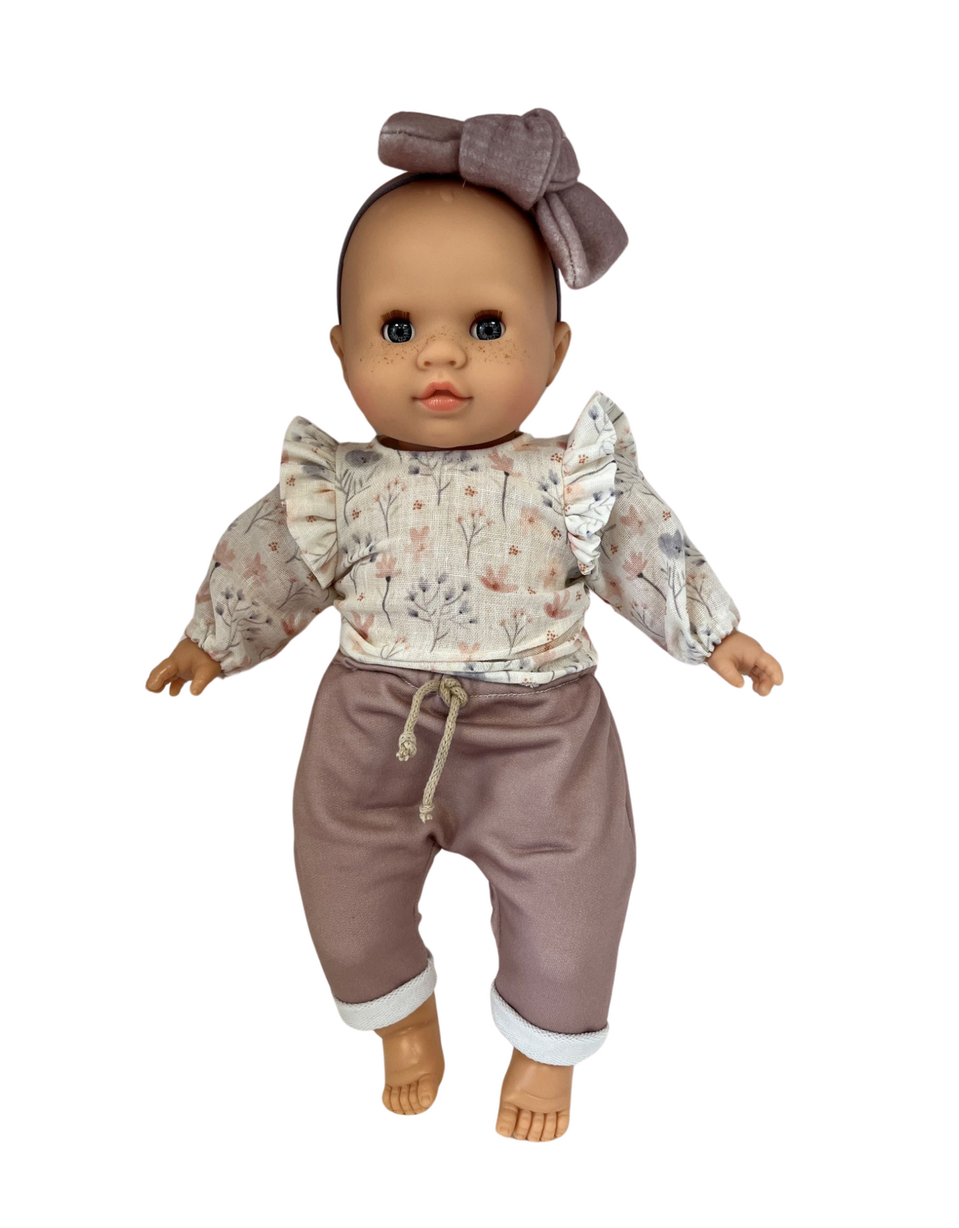 Los Manus doll - Lola with floral sweater, pants and bow - Paola Reina