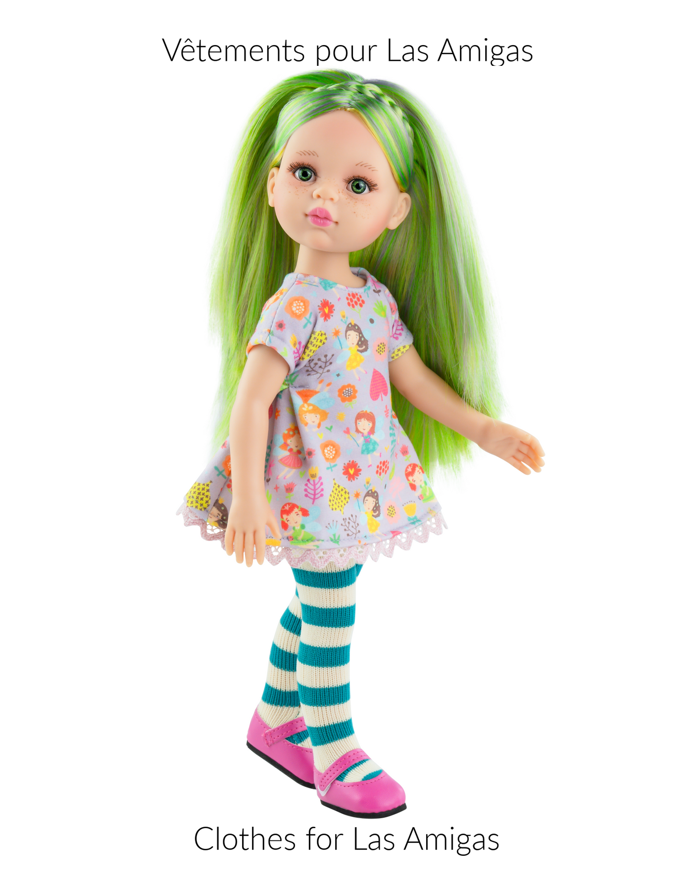 Las Amigas Doll Clothing - Fairy dress with striped tights - Paola Reina