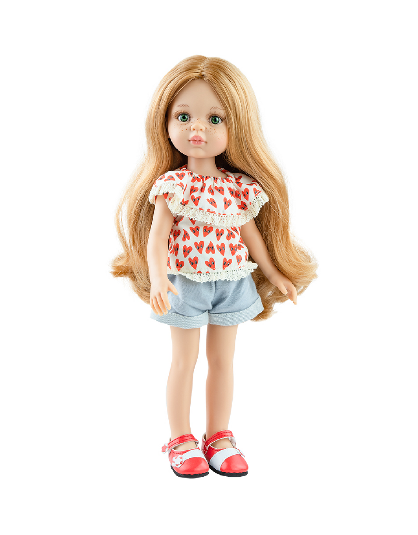 Las Amigas Doll Clothing - Sweater with heart and denim shorts - Paola Reina